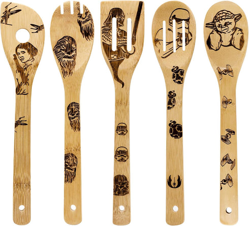Star War Wooden Spoons Kitchen Cooking Utensils, Wooden Bamboo Utensil Set for Cooking, Heat Resistant for Non-Stick Cookware - Best Kitchen Gifts...