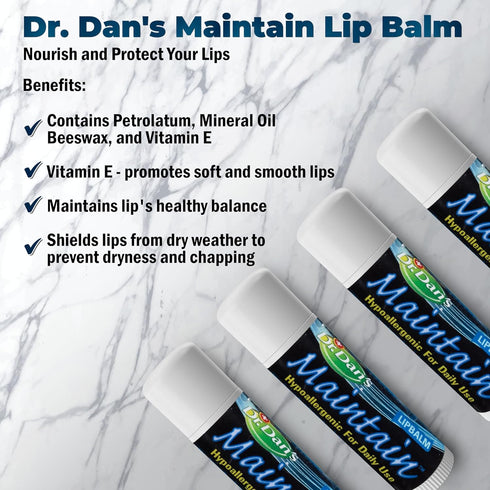 Dr. Dan's Maintain Lip Balm - Perfect for Cortibalm Aftercare, Mild Ingredients & Beeswax, Vitamin E Enriched for Moisturizing Dry Lips, Ensures S...