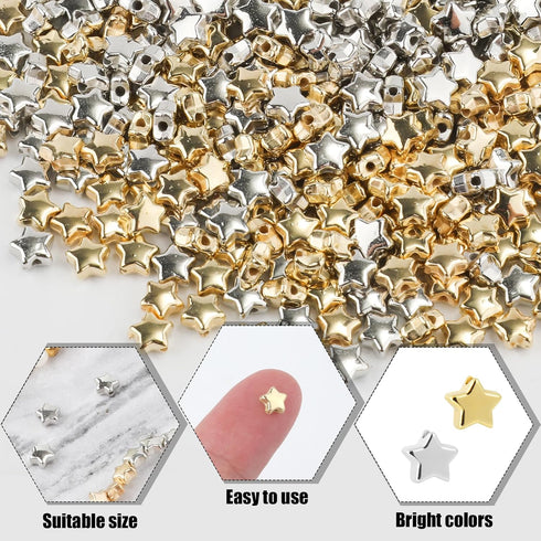 400pcs Star Spacer Beads Kit, 0.23 Inch Star Shaped Beads with Beading Rope, Bracelets Making Accessories Spacer Beads for Making Jewelry Bracelet...