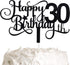 Black Glitter 30th Birthday Cake Topper, Happy 30th Birthday Cake Topper, 30th Birthday Party Decorations...