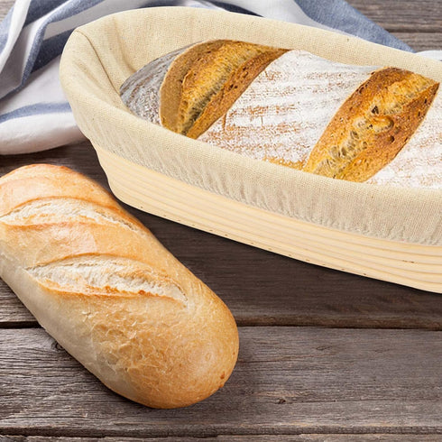 Banneton Oval Bread Proofing Basket (30 cm / 11.8 inch), Handmade Rattan Sourdough Proofing Basket Bowl with Liners...