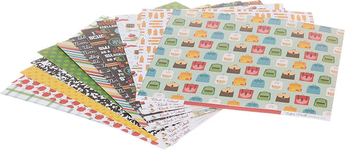 Echo Park Paper Company Back to School Collection Kit paper, 2-x-2, Blue/Black/Red/Green/Yellow, 12-x-12"...