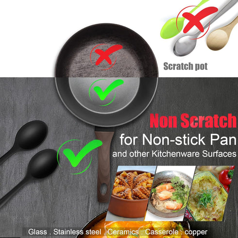 Patelai 4 Pieces Small Multicolored Silicone Spoons Nonstick Kitchen Spoon Silicone Serving Spoon Stirring Spoon for Kitchen Cooking Baking Stirri...