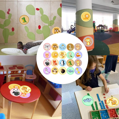 20 Pack Zoo Animal Carpet Spots Markers Sticker Classroom Floor Dots Label 4 Inch-Teacher Supplies Carpet Circles for Elementary School Kindergart...