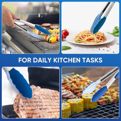 600? Heat Resistant Kitchen Tongs for Cooking with Silicone Tips,12-Inch Stainless Steel Locking Cooking Tongs Food Tongs for BBQ,Cooking,Salad an...