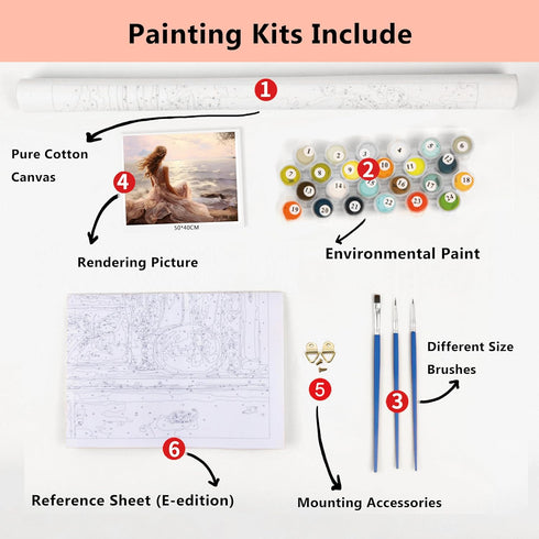 Paint by Number for Adults, A Woman Upon The Vast Seascape Paint by Numbers Ocean Oil Painting for Adults Kids Paint by Number DIY Paint Number Ki...
