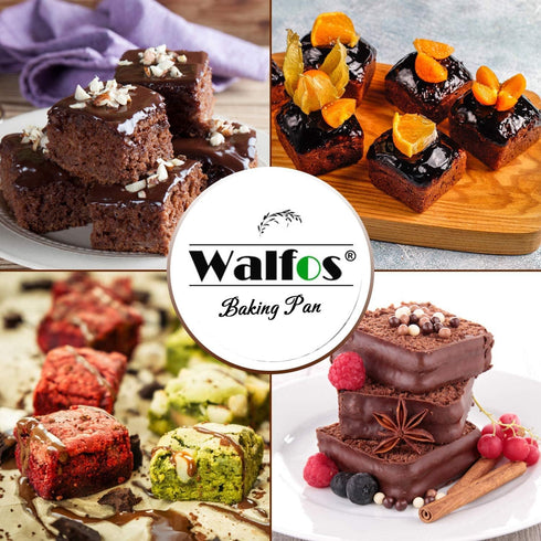 Walfos Mini Silicone Brownie Pan - 3 Piece 6-Cavity Non-stick Square Baking Pan, Perfect for Mini Brownies, Cornbread, Muffin and Cakes, BPA Free ...