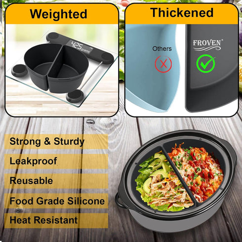 6 Quart Silicone Slow Cooker Divider Liners Oval. Thickened, Weighted & Sturdy Reusable Crockpot Inserts Compatible With Most 6 Qt Crock Pot Slow ...