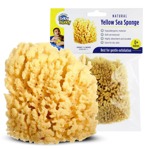 Baby Buddy Natural Yellow Sea Sponge, Newborn Bath Time Essential, Soft and Gentle for Tender Skin, Hypoallergenic and Biodegradable, 1 Pack...
