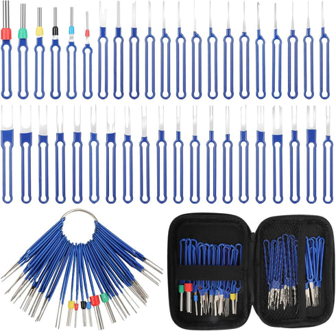41Pcs Terminal Removal Tool Kit, Upgraded Blue Pin Removal Tool Kit, Electrical Connector Pin Removal Tool Kit, Pin Extractor Tool Set, Wire Termi...