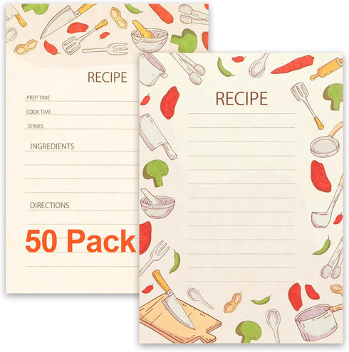Toplive 50 Pack Recipe Cards 4x6 in, Double Sided Recipe Cards Kitchen, Blank Recipe Cards Thick Cardstock for Bridal Showers Wedding Housewarming...