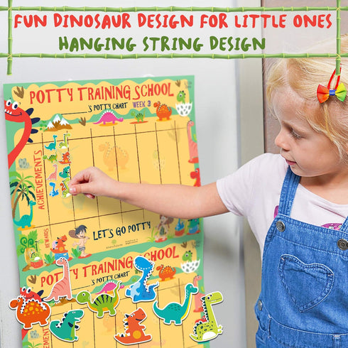 ATHENA FUTURES Potty Training Chart for Toddlers - Dinosaur Design - Sticker Chart, 4 Week Reward Chart, Certificate, Instruction Booklet - for Bo...