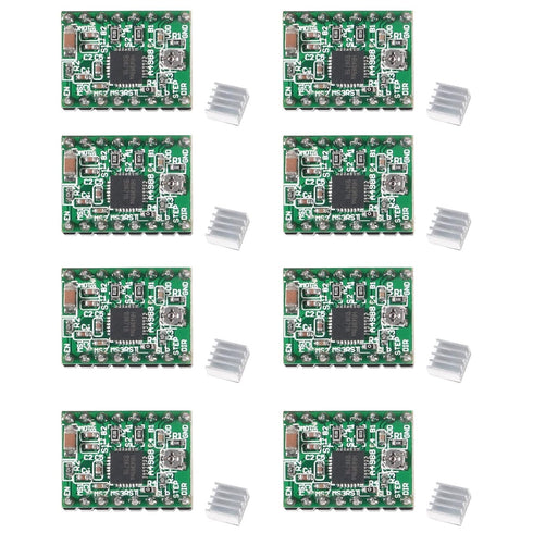 8Pcs A4988 Stepstick Stepper Motor Driver Module with Heat Sink for 3D Printer CNC Machine or Robotics - Green...