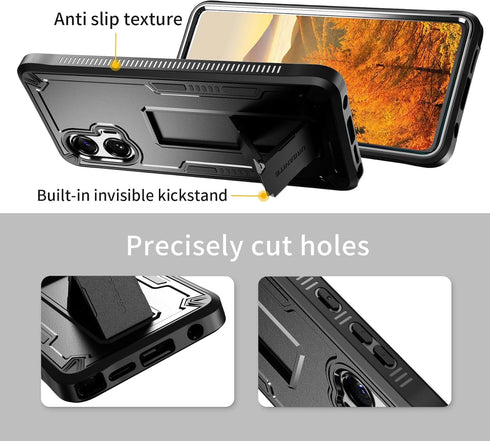 URBANITE for Moto G Stylus 5G (2024) Case, Military Grade Rugged Shockproof Protective Cover with Screen Protector and Kickstand (Black)...