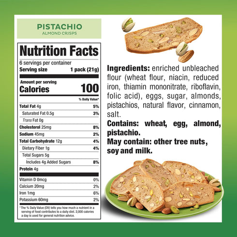Nonni's, Thin addictives Pistachio Almond Crisps, 4.4 Ounce...