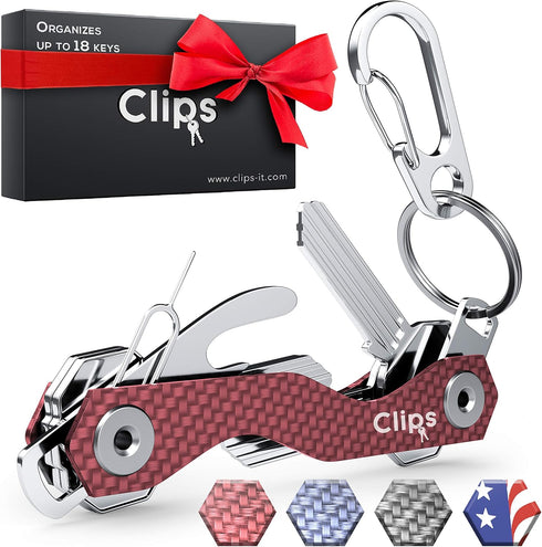 Smart Compact Key Organizer Keychain - Made of Carbon Fiber & Stainless Steel- Pocket key Chain Organizer Up to 28 Keys- Lightweight, Strong Inclu...