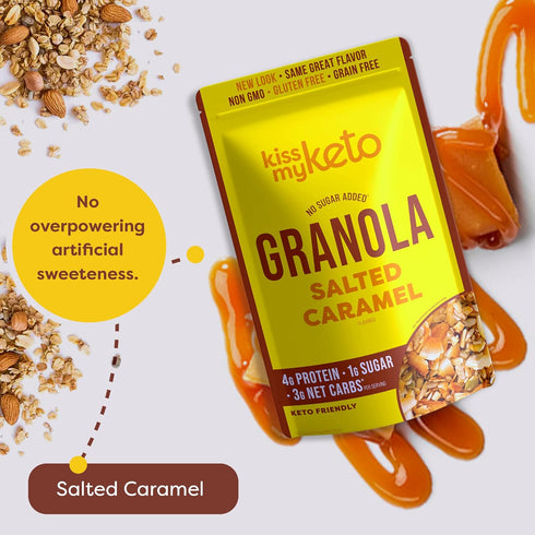 Kiss My Keto Granola Cereal – Salted Caramel Keto Granola Low Carb Cereal (2g-Net) Low Sugar Granola – Grain Free Granola Keto Cereal, Gluten Free...