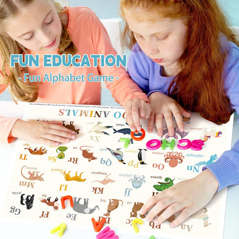 Disposable Placemats for Baby,Artistic 40 Pack Stick on Placemats with 2 Designs:Cute Zoo and Alphabet ABC,Baby Toddler Placemats for Restaurant,T...