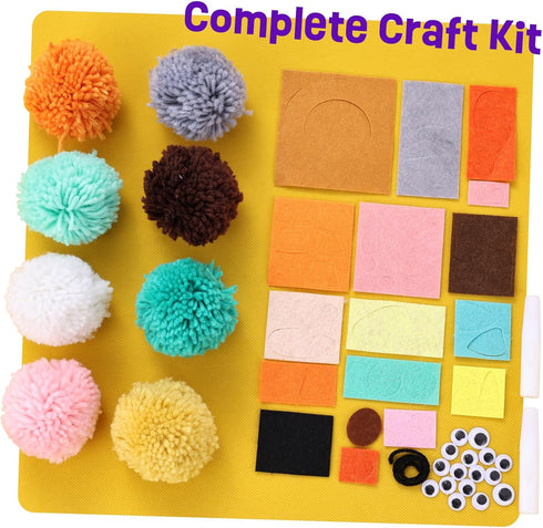 Pom Pom Craft Kit - Animal Art and Craft Project - DIY Plush Crafts for Kids, Toddler Art Activity Gift for Little Boys & Girls Ages 6 7 8 9...