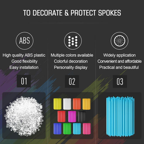 PSLER 72 PCS Sky Bule Spoke Skins Spoke Covers Trim Wrap Cover Decoration Protector Pipe Motorcycle Motocross Pit Dirt Bike...