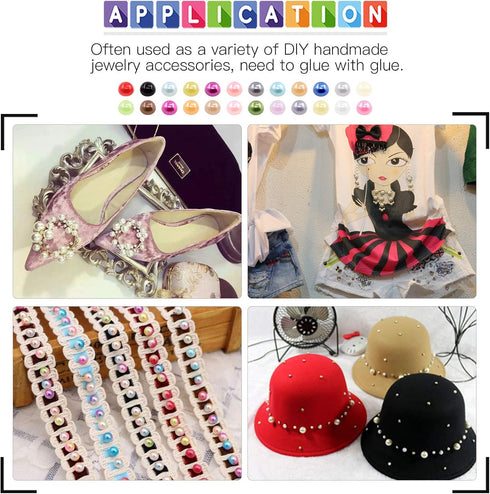 Glarks 2880Pcs 6MM 24 Colors Beads Flat Back Half Round Pearl Bead Cabochon Pearl Flatback Beads Set...