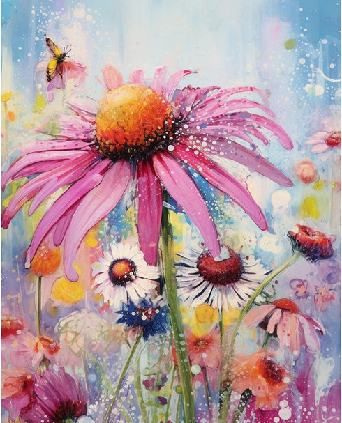 Tucocoo Echinacea Flowers Paint by Number for Adults Beginner, DIY Digital Oil Painting Kits on Canvas with Brushes and Acrylic Pigment, Beautiful...