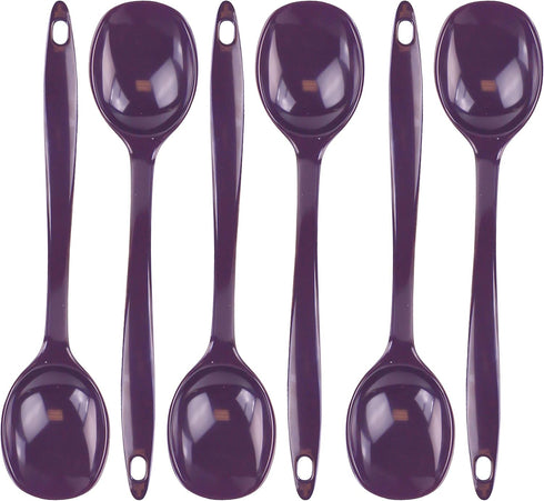 Reston Lloyd Cooking Spoon for Serving, Basting, Mixing, Heat Resistant, BPA Free Melamine 11 inch Utensil with Ergonomic Handle, Set of 6, Plum...