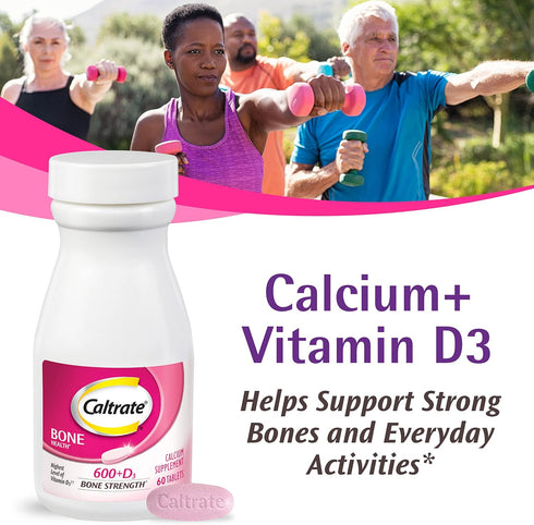 Caltrate 600 Plus D3 Calcium and Vitamin D Supplement Tablets, Bone Health Supplements for Adults - 120 Count...