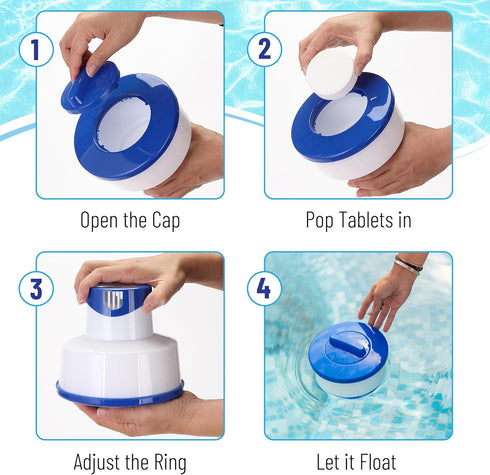 Pool Chlorine Floater, Collapsible, Chlorine Tablet Floater, Chlorine Floater 3 Inch Tablets, Floating Chlorine Dispenser for Pool, Pool Tablet Fl...
