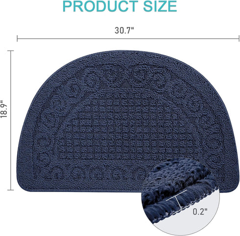 Half Round Non-Slip Kitchen Bedroom Toilet Doormat Floor Rug Mat Keeps Your Floors Clean Decorative Design (Large, Blue)...