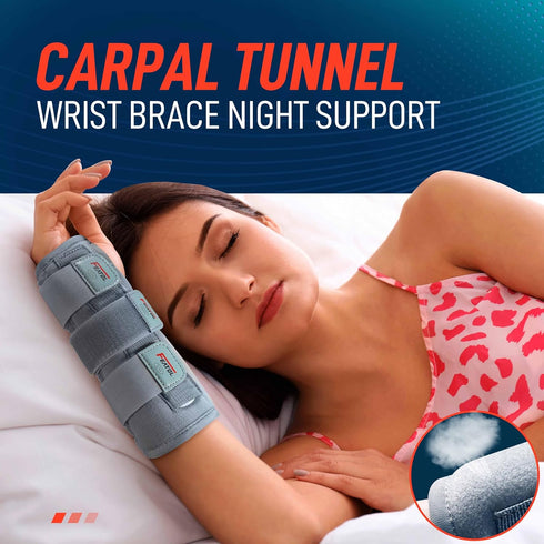 FEATOL Wrist Brace Carpal Tunnel, Night Support Brace with Wrist Splint, Adjustable Straps, Hot/Ice Pack for Women and Men, Left Hand, Small/Mediu...