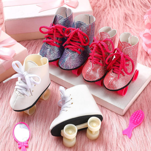 Bencailor 3 Pairs 18 Inch Doll Shoes Roller Skates 18 Inch Elf Doll Shoes American Dolls Shoes for Boys Girls Doll(Novelty Style)...