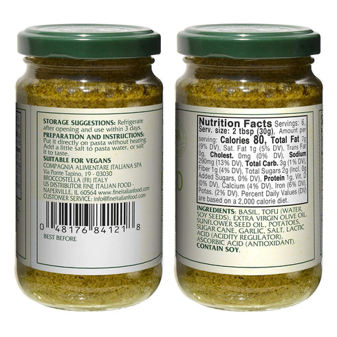 Mantova Vegan Basil Pesto, 6.7oz (Pack of 2), Product of Italy...