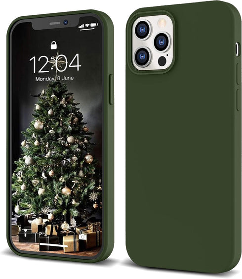 IceSword iPhone 12 Pro Max Case Dark Green, Thin Liquid Silicone Shockproof Phone Case Cover, Deep Forest Green, Gel Rubber Drop Protective 6.7" [...