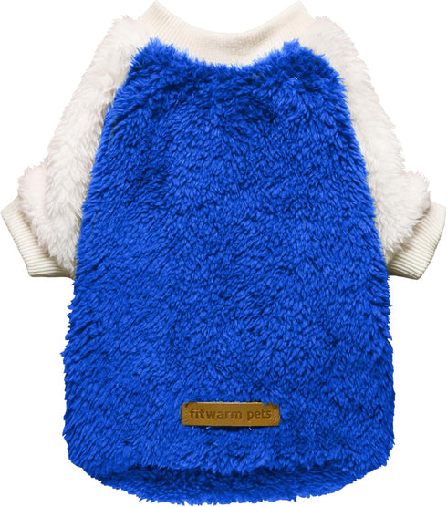 Fitwarm 2 Pack Fuzzy Fleece Dog Sweater, Thermal Dog Clothes for Small Dogs Boy Girl, Pet Cat Winter Outfit, Red, Royal Blue, Medium...