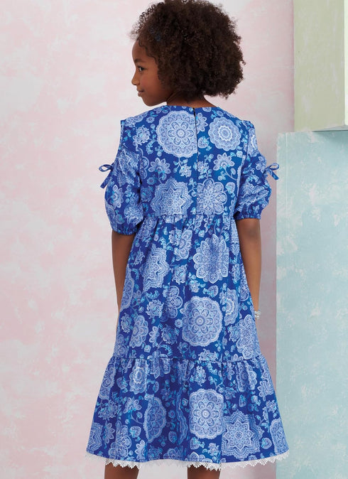 Simplicity Easy to Make Children's and Girls' Relaxed Fit Tiered Dress Sewing Pattern Packet, Design Code S9933, Sizes 7-8-10-12-14, Multicolor...