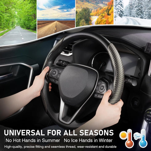 Cartist Steering Wheel Cover, Carbon Fiber Steering Wheel Cover, Car Steering Wheel Cover for Men/Women, Anti-Slip, Comfortable Grip, Durable, Uni...