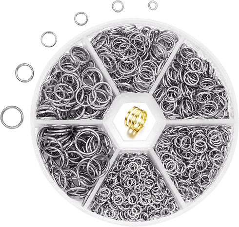 ZYNERY 1500pcs 304 Stainless Steel Open Jump Rings with Jewelry Rings for Jewelry Making Supplies, Jewelry Fix, Wire Wrapping, Crafts...