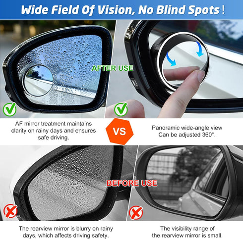 2024 New Upgrade Blind Spot Mirrors, Round 360°Convex Car Mirror Rear View with Border, Silver Wide Angle Side Mirror Car Exterior Accessories for...
