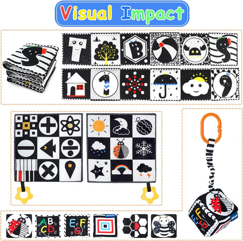 Black and White High Contrast Baby Toys 0-3 Months for Newborn, Montessori Toys Sensory Infant Tummy Time Toys Baby Essentials 0-6 Gifts...