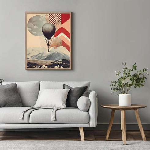 Posterizer 1 pcs-collage with landscapes and a balloon-Abstract & Modern Art-Landscape & Nature Art-Gift for Art Lovers- UNFRAMED Wall Art...