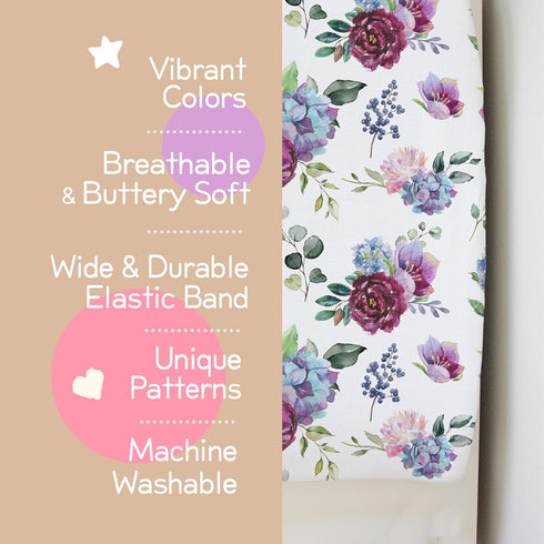 Baby Infant Changing Pad Cover Pad Liner Ultra Soft Breathable Changing Table Cover Boy Girl Neutral (Blue Floral)...