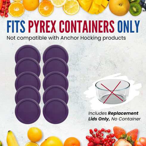 Replacement Lid for Pyrex 5" Storage Plastic Cover 2 Cup Bowl 7200-PC Purple (10-Pack)...