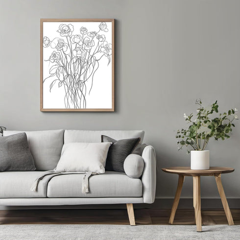 Posterizer 1 pcs-black and white-minimalist drawing style-line art chic flowers-Floral & Botanical Art-Abstract & Modern Art-Decor for Home & Offi...