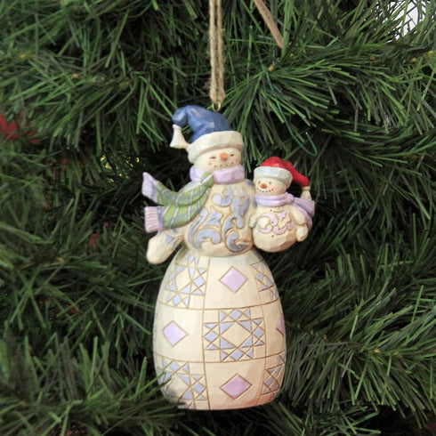 Enesco Jim Shore Heartwood Creek Snowman with Baby Hanging Ornament, Multicolor...