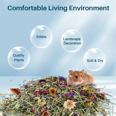 Sukh 150G Hamster Bedding - Hamster Flowers & Herbs Hamster Bedding Odor Control Dwarf Hamster Bedding Gerbil Bedding Robo Hamster Bedding Katy Ha...