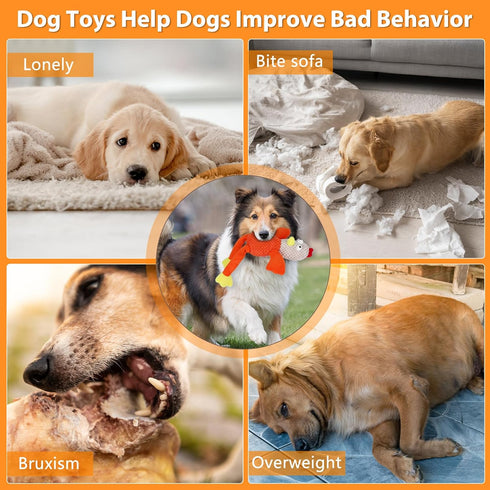 Squeaky Large Dog Toys with Crinkle Paper, Interactive Puppy Toys, Tough Dog Pull Toy, Tug of War Dog Chew Toys for Small, Medium, Large Dogs...