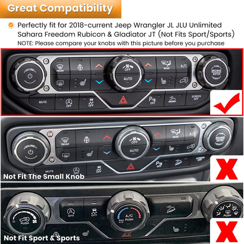 Air Conditioner Switch Knob Cover for 2018-2025 Jeep Wrangler JL JLU Gladiator JT Bling Crystal Rhinestone Button Cover Decoration Twist Ring Trim...