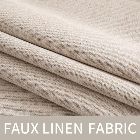 MIULEE 100% Blackout Linen Textured Curtains for Bedroom Solid Thermal Insulated Natural Beige Grommet Room Darkening Curtains & Drapes Luxury Dec...