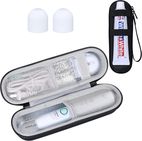 khanka Hard Electric Toothbrush Travel Case with 2 Pack Toothpaste Cap, Compatible with Philips Sonicare ProtectiveClean 4100 5100 5300 6100 6500,...